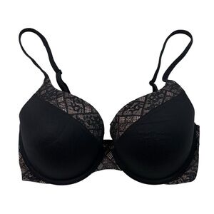 Victoria's Secret Body By Victoria Perfect Shape Black Lace Trim Casual Bra 34DD